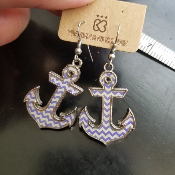 NEW Chevron Anchor Earrings - Last Pair - Picture 3 of 7